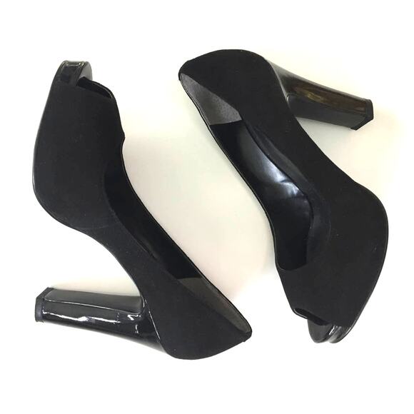 Nine West Black Suede Peep Toe Size 6 - Picture 6 of 6